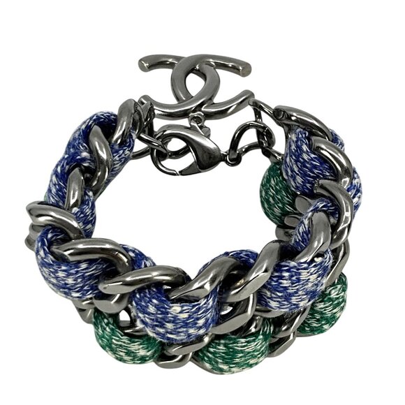 CHANEL Coco Mark Silver Metal Chain Link CC Bracelet - Picture 3 of 6